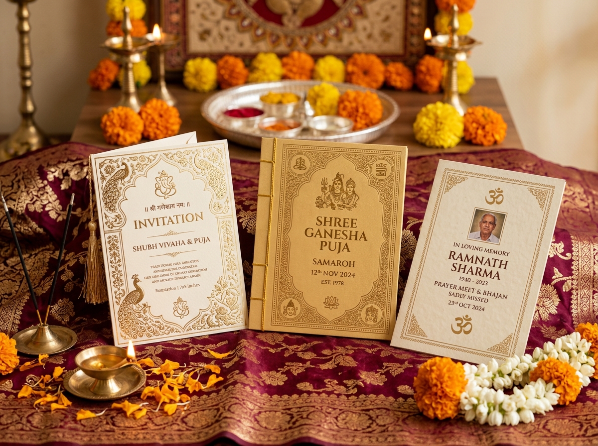 Puja Cards, Birthday & Memorial Booklets