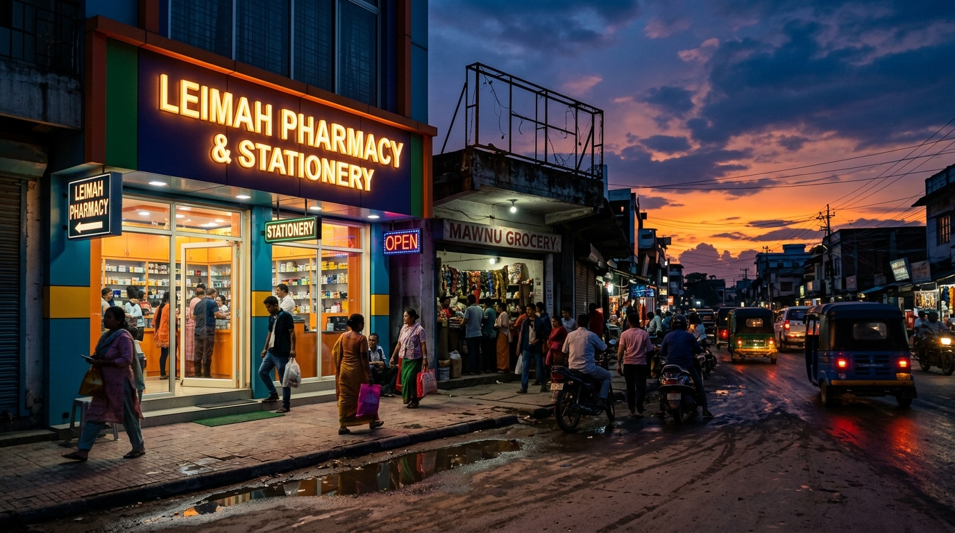 Lamlong Bazar Imphal commercial market street photography