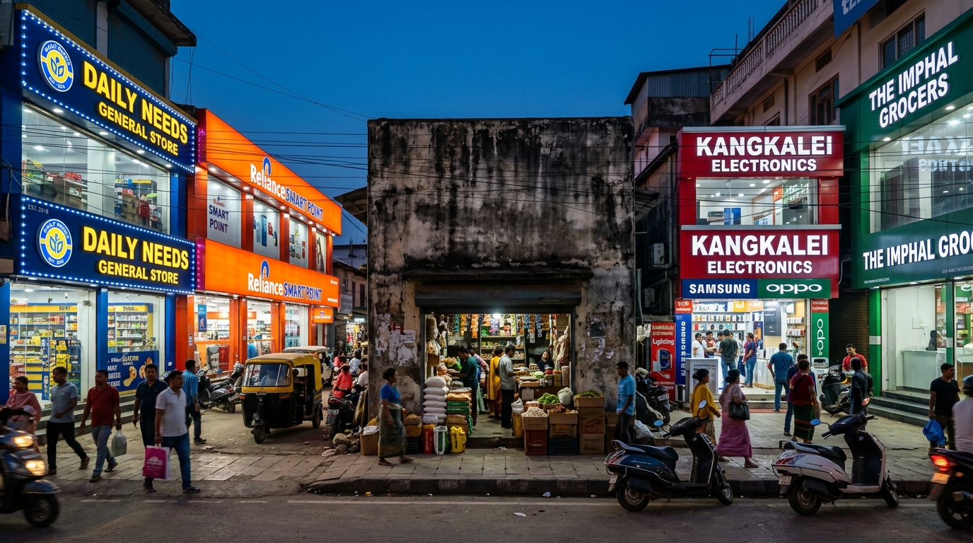 Porompat Imphal commercial market street photography
