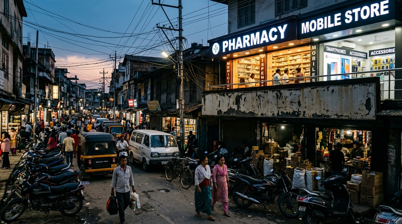 Thangal Bazar Imphal commercial market street photography