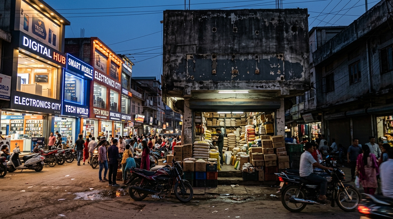 Thangal Bazar Imphal commercial market street photography